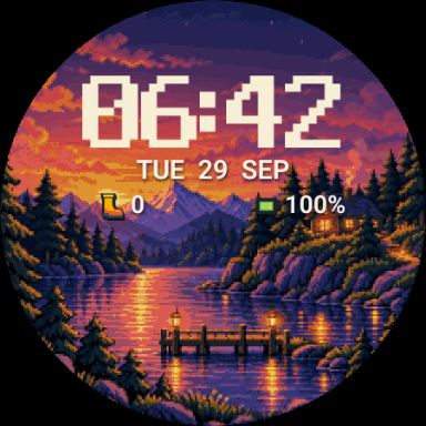 Tiny World evening watch face scene